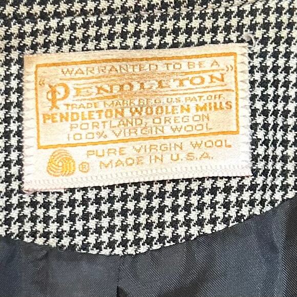 Vintage Pendleton Houndstooth Blazer Women’s Size 14 Black White Tapered Back - Picture 7 of 10